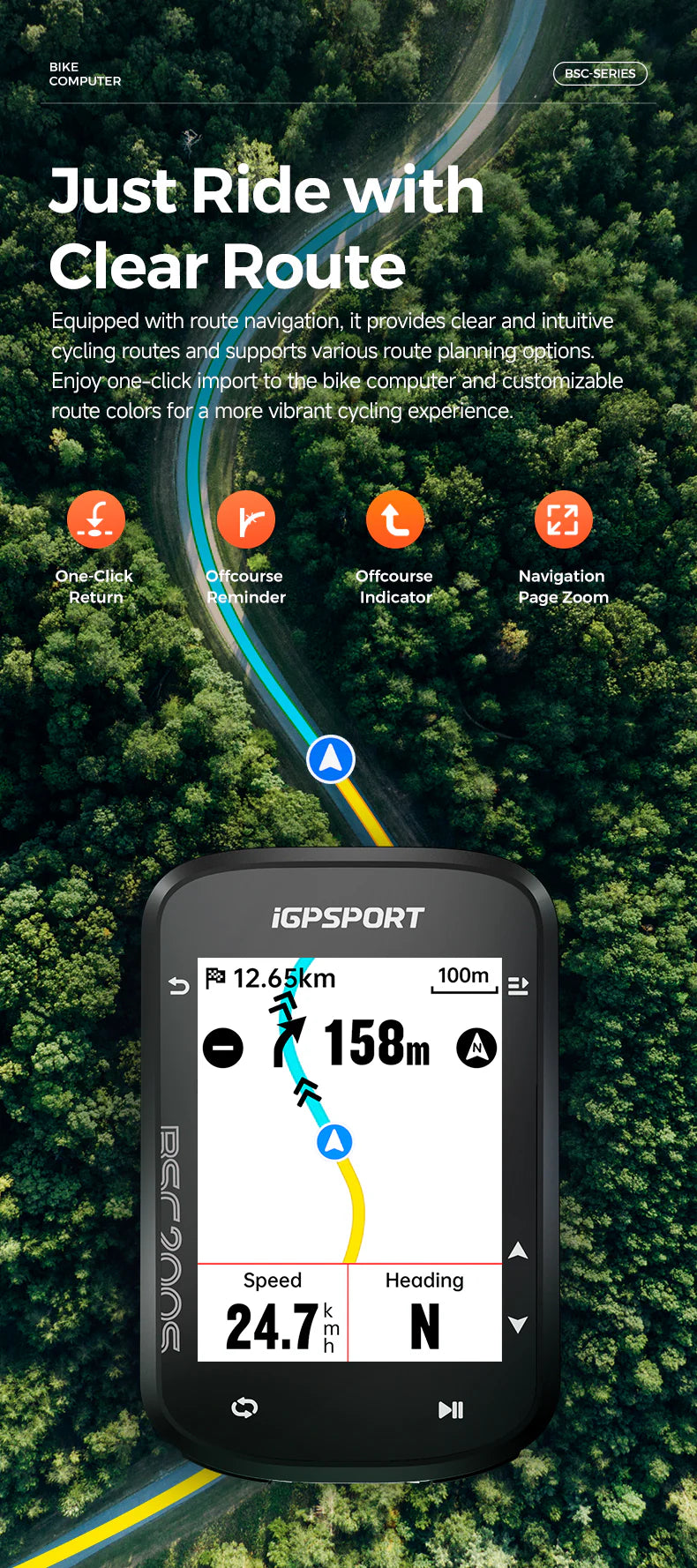 iGPSport BSC200S Ultra-slim Color Screen Bike Computer